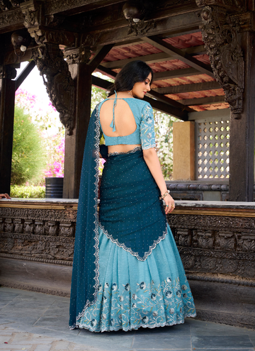 Amazing Blue designer festive wear lehenga choli with sequin embroidery work